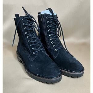Lucky Brand Idara Black Suede Combat Boots 6.5 NWOT no box not worn, fits sz 6